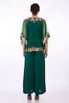 Shop_DILNAZ_Emerald Green Net Embroidery Sequin Open Applique Embellished Kaftan  _at_Aza_Fashions