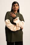 Buy_Siddhant Agrawal_Green Cotton, Polyester Bandeau Neck Modern Catalyst Colorblock Jumper _at_Aza_Fashions