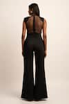 Shop_Siddhant Agrawal_Black Tulle, Viscose, Polyester Beads Round Neck Dreamwave Work Jumpsuit _at_Aza_Fashions