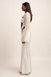 Siddhant Agrawal_White Modal, Organza Beads Round Neck Metamorphix Work Gown _Online_at_Aza_Fashions