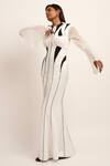 Shop_Siddhant Agrawal_White Modal, Organza Beads Round Neck Metamorphix Work Gown _Online_at_Aza_Fashions