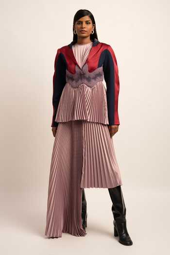 Buy_Siddhant Agrawal_Purple Modal, Satin, Lycra Beads Sculpted Harmony Embroidered Blazer _at_Aza_Fashions