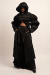 Buy_Siddhant Agrawal_Black Satin, Polyester High Neck Vortex Of Chaos Puffer Jacket _at_Aza_Fashions