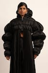 Siddhant Agrawal_Black Satin, Polyester High Neck Vortex Of Chaos Puffer Jacket _Online_at_Aza_Fashions
