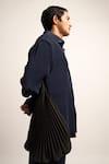 Shop_Siddhant Agrawal_Blue Satin The Synthwave Ribbed Shirt With Trouser _Online_at_Aza_Fashions