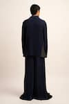 Shop_Siddhant Agrawal_Blue Satin The Synthwave Ribbed Trouser _at_Aza_Fashions