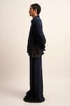 Buy_Siddhant Agrawal_Blue Satin The Synthwave Ribbed Trouser _Online_at_Aza_Fashions