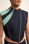 Buy_Siddhant Agrawal Label_Blue Moss Crepe Embellished Beads The Techwing Vest Jacket  _Online_at_Aza_Fashions