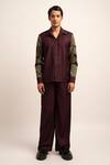 Buy_Siddhant Agrawal Label_Purple Tr Suiting Patch Work The Nova Camo Sleeves Shirt  _at_Aza_Fashions