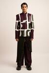 Buy_Siddhant Agrawal Label_Purple Moss Crepe Patch Work The Iris Helix Jacket _at_Aza_Fashions