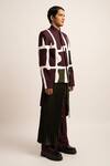 Siddhant Agrawal Label_Purple Moss Crepe Patch Work The Iris Helix Jacket _Online_at_Aza_Fashions