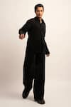 Buy_Siddhant Agrawal Label_Black Fluid Organza India Timeless Chaos Micro Pleated Trouser  _at_Aza_Fashions