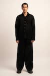 Siddhant Agrawal_Black Fluid Organza India Timeless Chaos Micro Pleated Trouser  _Online_at_Aza_Fashions