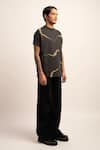 Buy_Siddhant Agrawal_Grey Cotton Jersey India Embroidered Bead Terry Beadwork Tshirt _Online_at_Aza_Fashions