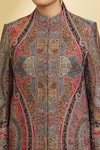 Samyukta Singhania_Multi Color Cotton Blend Woven Mughal Paisley Pattern Round Jamawar Jacket_at_Aza_Fashions