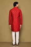 Shop_Arihant Rai Sinha_Maroon Silk Embroidery Sequin Bloom Crest Kurta _at_Aza_Fashions