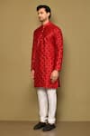 Shop_Arihant Rai Sinha_Maroon Silk Embroidery Sequin Bloom Crest Kurta _Online_at_Aza_Fashions