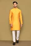 Buy_Arihant Rai Sinha_Yellow Jacquard Woven Flora Motif Geometric Kurta _at_Aza_Fashions