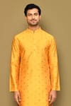 Buy_Arihant Rai Sinha_Yellow Jacquard Woven Flora Motif Geometric Kurta _Online_at_Aza_Fashions