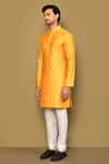 Shop_Arihant Rai Sinha_Yellow Jacquard Woven Flora Motif Geometric Kurta _Online_at_Aza_Fashions