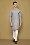 Buy_Arihant Rai Sinha_Grey Soft Cotton Bayadere Stripe Pattern Kurta _at_Aza_Fashions