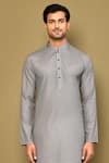 Arihant Rai Sinha_Grey Soft Cotton Bayadere Stripe Pattern Kurta _Online_at_Aza_Fashions