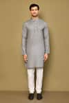 Buy_Arihant Rai Sinha_Grey Soft Cotton Bayadere Stripe Pattern Kurta _Online_at_Aza_Fashions