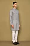 Arihant Rai Sinha_Grey Soft Cotton Bayadere Stripe Pattern Kurta _at_Aza_Fashions