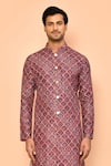 Arihant Rai Sinha_Purple Soft Cotton Print Baroque Bloom Kurta _Online_at_Aza_Fashions