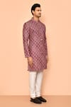 Arihant Rai Sinha_Purple Soft Cotton Print Baroque Bloom Kurta _at_Aza_Fashions