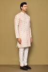 Arihant Rai Sinha_Cream Soft Cotton Embroidery Thread Floral Pattern Kurta _at_Aza_Fashions