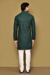 Shop_Arihant Rai Sinha_Green Cotton Embroidery Thread And Sequin Work Kurta_at_Aza_Fashions