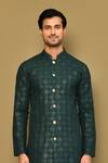 Buy_Arihant Rai Sinha_Green Cotton Embroidery Thread And Sequin Work Kurta_Online_at_Aza_Fashions