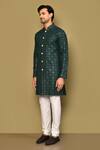 Shop_Arihant Rai Sinha_Green Cotton Embroidery Thread And Sequin Work Kurta_Online_at_Aza_Fashions