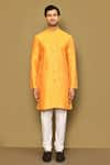 Buy_Arihant Rai Sinha_Yellow Jacquard Self Design Pattern Straight Kurta _Online_at_Aza_Fashions