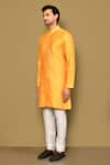 Shop_Arihant Rai Sinha_Yellow Jacquard Self Design Pattern Straight Kurta _Online_at_Aza_Fashions