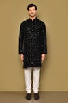 Buy_Arihant Rai Sinha_Black Velvet Embroidery Floral Kurta _Online_at_Aza_Fashions