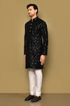 Shop_Arihant Rai Sinha_Black Velvet Embroidery Floral Kurta _Online_at_Aza_Fashions