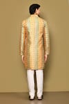 Shop_Arihant Rai Sinha_Yellow Silk Embroidery Sequins Color Block Floral Pattern Kurta _at_Aza_Fashions