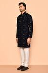 Shop_Arihant Rai Sinha_Blue Velvet Sequins, Embroidery Kurta _Online_at_Aza_Fashions