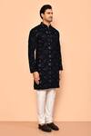 Arihant Rai Sinha_Blue Velvet Sequins, Embroidery Kurta _at_Aza_Fashions
