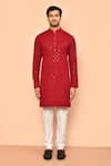 Buy_Arihant Rai Sinha_Maroon Rayon Embroidery Sequins Straight Quatrefoil Kurta _Online_at_Aza_Fashions