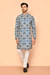 Buy_Arihant Rai Sinha_Blue Soft Cotton Embroidered Thread Bandhani Pattern Straight Kurta _at_Aza_Fashions