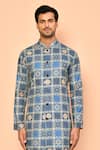 Buy_Arihant Rai Sinha_Blue Soft Cotton Embroidered Thread Bandhani Pattern Straight Kurta _Online_at_Aza_Fashions