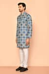 Shop_Arihant Rai Sinha_Blue Soft Cotton Embroidered Thread Bandhani Pattern Straight Kurta _Online_at_Aza_Fashions