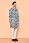 Arihant Rai Sinha_Blue Soft Cotton Embroidered Thread Bandhani Pattern Straight Kurta _at_Aza_Fashions