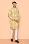 Buy_Arihant Rai Sinha_Green Soft Cotton Embroidered Thread Floral Pattern Kurta_at_Aza_Fashions