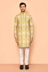 Arihant Rai Sinha_Green Soft Cotton Embroidered Thread Floral Pattern Kurta_Online_at_Aza_Fashions