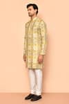 Shop_Arihant Rai Sinha_Green Soft Cotton Embroidered Thread Floral Pattern Kurta_Online_at_Aza_Fashions