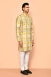 Arihant Rai Sinha_Green Soft Cotton Embroidered Thread Floral Pattern Kurta_at_Aza_Fashions